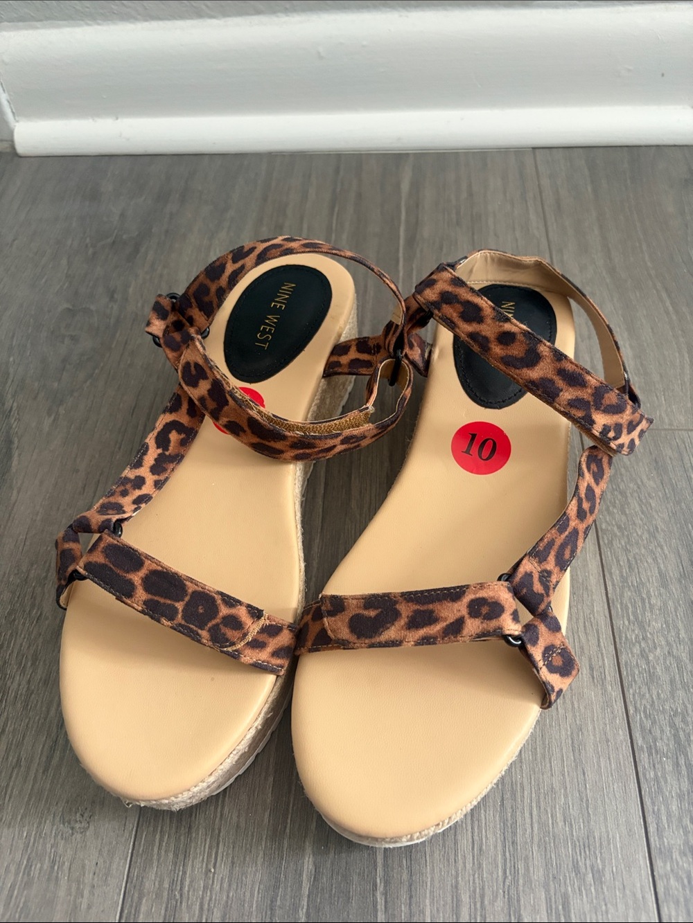 Nine West Leopard-Print Strap Sandals - Tan/Brown